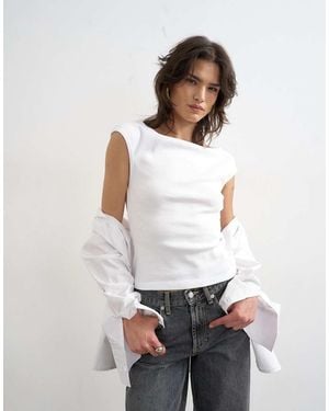 TOPSHOP 90's Boat Neck Vest - White