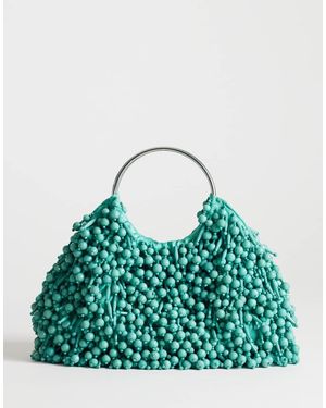 TOPSHOP Hunter Medium Bead Grab Bag With Metal Handle - Green