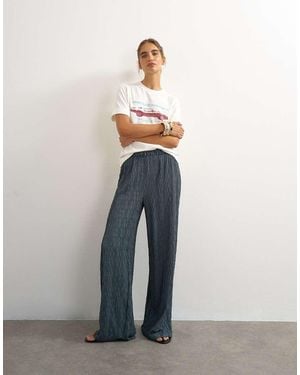 TOPSHOP Plisse Jersey Wide Leg Trouser - White