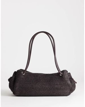 TOPSHOP Miller Large Straw Shoulder Bag - Black
