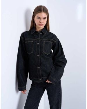 TOPSHOP Denim Cinch Detail Shacket - Black