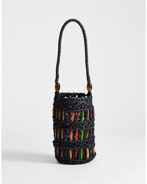 TOPSHOP Harley Raffia Grab Bag With Beads - White