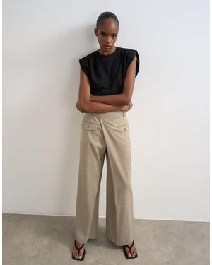 TOPSHOP Wrap Over Tailored Trouser - Natural