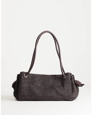 TOPSHOP Miller Large Straw Shoulder Bag - Black