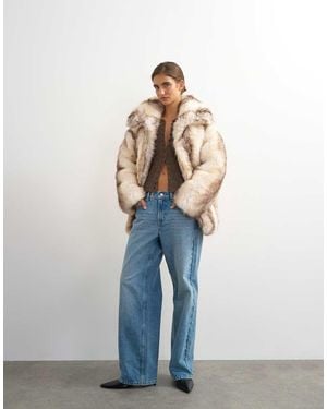 TOPSHOP Faux Fur Mid Length Coat - White