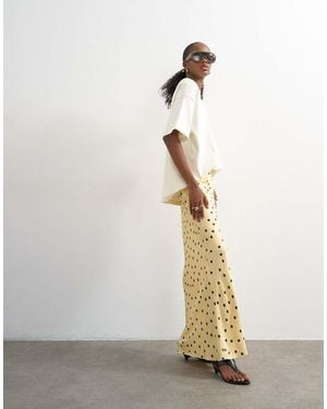 TOPSHOP Polka Dot Flood Length Satin Bias Maxi Skirt - White