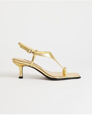 TOPSHOP Selina Tie Up Heeled Sandals With Toe Loop - White