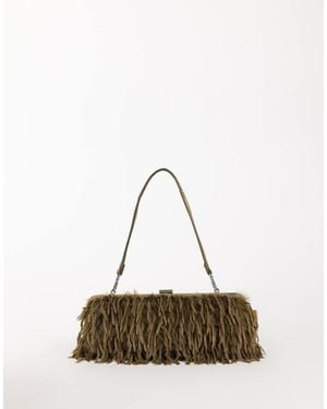 TOPSHOP Steele Small Faux Feather Shoulder Bag - Natural