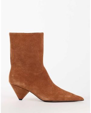TOPSHOP Kiki Cone Heel Ankle Boots - Brown