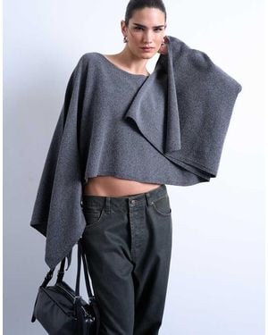 TOPSHOP Knitted Poncho - Blue