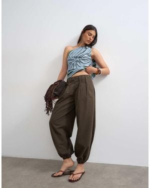 TOPSHOP Poplin Balloon Trouser - Brown