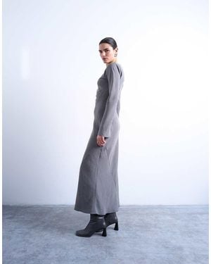 TOPSHOP Slash Neck Cupro Maxi Dress - White