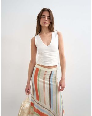 TOPSHOP V-neck Ruched Side Tank - White