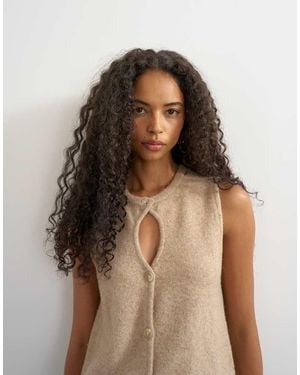 TOPSHOP Knitted Key Hole Tank Top - Brown