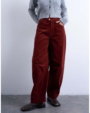 TOPSHOP Cord High Rise Barrel Trouser - White