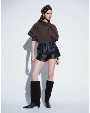 TOPSHOP Belted Mini Faux Leather Short - White