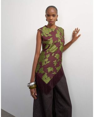 TOPSHOP Devoure Fringe Asymmetric Top - Purple