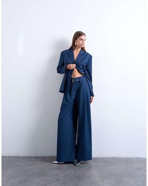 TOPSHOP Co Ord Belted Highwaisted Double Pleat Trouser - Blue