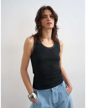 TOPSHOP Waffle Vest - Black