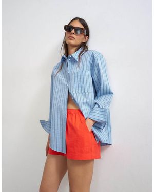 TOPSHOP Linen Mini Short With Drawcord - Red
