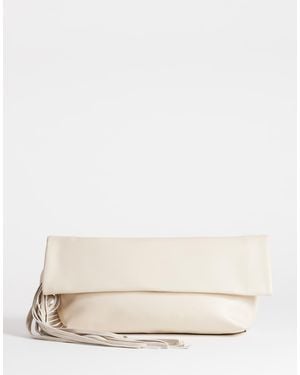 TOPSHOP Pippa Oversized Fringe Clutch Bag - Natural