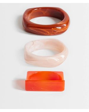 TOPSHOP Flo 3 Pack Resin Bangles - Orange