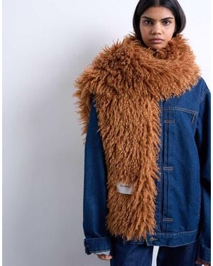 TOPSHOP Sara Shaggy Faux Fur Blanket Scarf - Blue
