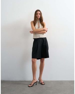 TOPSHOP Tailored Linen Ovoid Bermuda Shorts - White