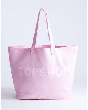 TOPSHOP Large Canvas Tote Bag - Pink