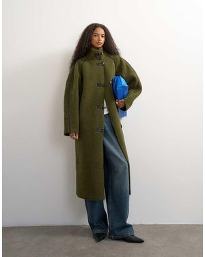TOPSHOP Longline Borg Coat - Green