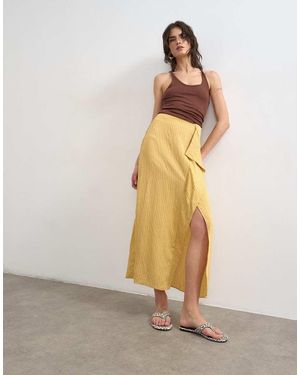 TOPSHOP Sarong Wrap Midi Skirt - Natural