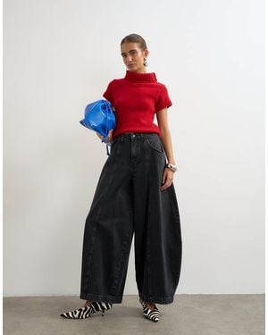 TOPSHOP Harper baggy Barrel Jean - Red