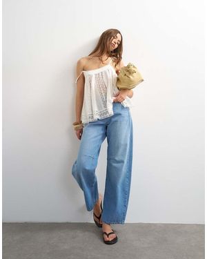 TOPSHOP Barrel Mid Rise Jeans - Blue