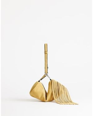 TOPSHOP Jemma Small Real Leather Tassel Shoulder Bag - Natural