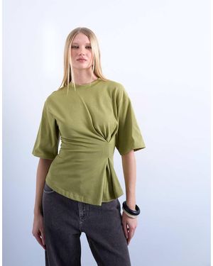 TOPSHOP Cinch Waist Structured Tee - Green