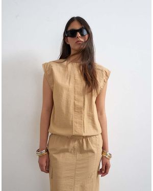 TOPSHOP Utility Concealed Placket Column Maxi Dress - Natural