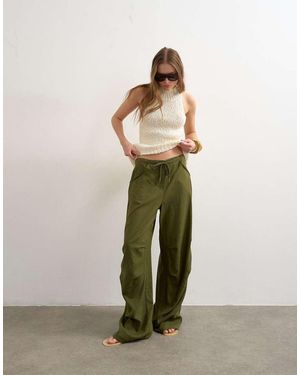 TOPSHOP Linen Cargo Trouser - Green