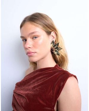 TOPSHOP Enzo Floral Statement Stud Earring - Red