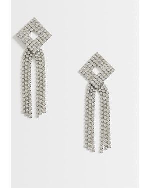 TOPSHOP Eliza Stud Tassel Embellished Earrings - White