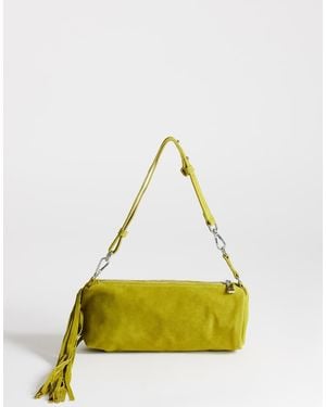 TOPSHOP Jemma Real Leather Tassel Medium Shoulder Bag - Yellow