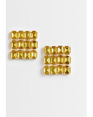 TOPSHOP Eddie Square Statement Earrings - Metallic