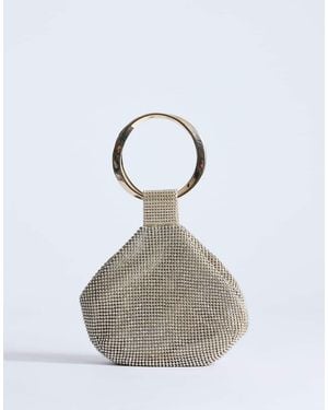 TOPSHOP Cherry Small Metal Handle Grab Bag - White