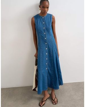 TOPSHOP Denim Godet Seam Maxi Dress - Blue