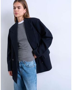 TOPSHOP Twill Heritage Wool-look Blazer - Blue