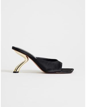 TOPSHOP Nicole Angular Mid Heel Mule - Natural