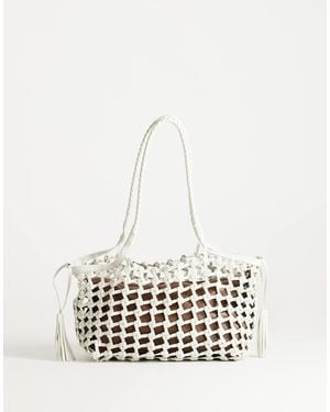 TOPSHOP Shia Medium Woven Shoulder Bag - White