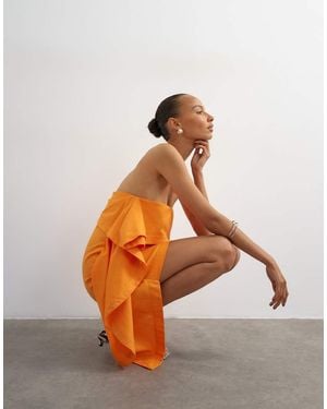 TOPSHOP Linen Rich Blend Bandeau Drape Bandeau - Orange