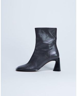 TOPSHOP Star Premium Leather Round Toe Block Heel Boot - Blue