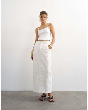 TOPSHOP Denim Column Maxi Skirt - White