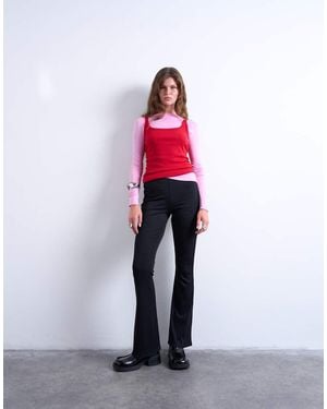 TOPSHOP Skinny Rib Flared Trouser - White